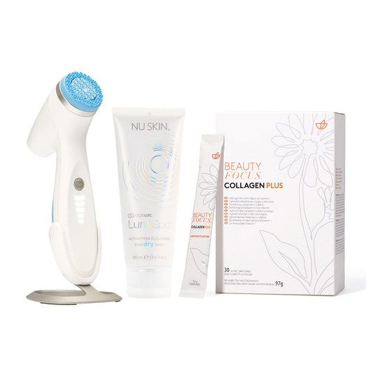 Better together Collagen Plus and LumiSpa iO System Dry